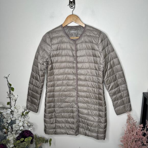 WILFRED x ARITZIA Elle Packable Puffer Duck Down Jacket Taupe Tan Sz S {3V42} - Picture 2 of 6